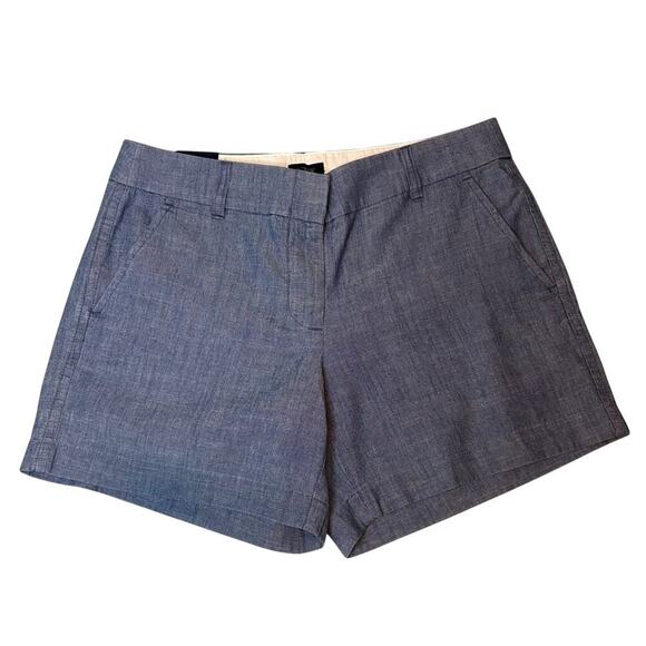 J.Crew Factory 5” Classic Chambray Shorts Blue Cotton NWT Size 6 - Picture 4 of 8